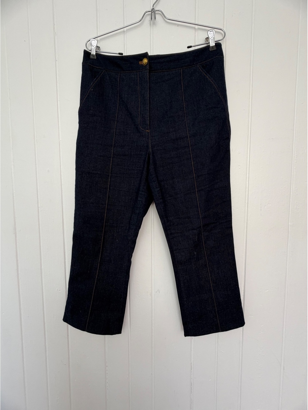 Veronica Beard Women's Dark Wash Denim Cropped Pants Size 12